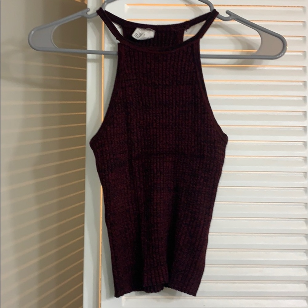 Red and Black halter crop top